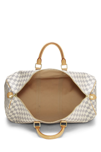 Louis Vuitton, Damier Azur Keepall 50 d'occasion, blanc