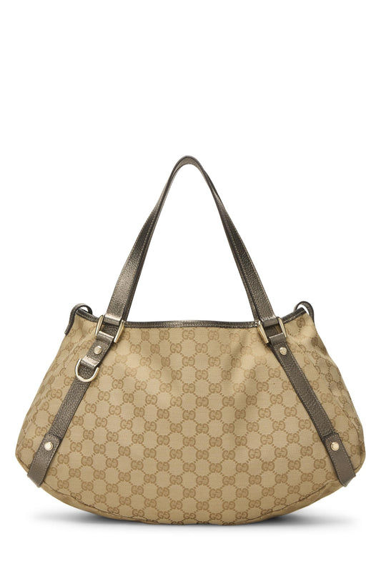 Gucci, Pre-Loved Grey Original GG Canvas Abbey Tote, Grey