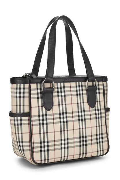 Burberry, sac à main en jacquard à carreaux noirs d'occasion, petit modèle, noir