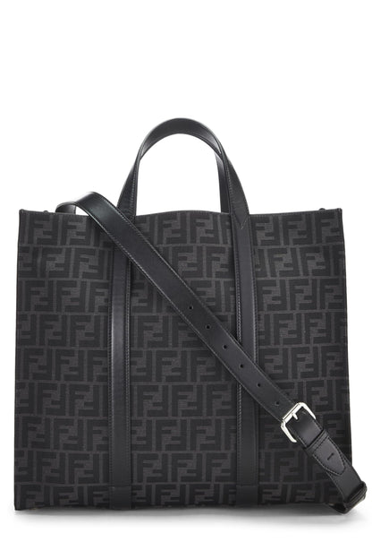 Fendi, sac fourre-tout en toile noire Zucca d'occasion, noir