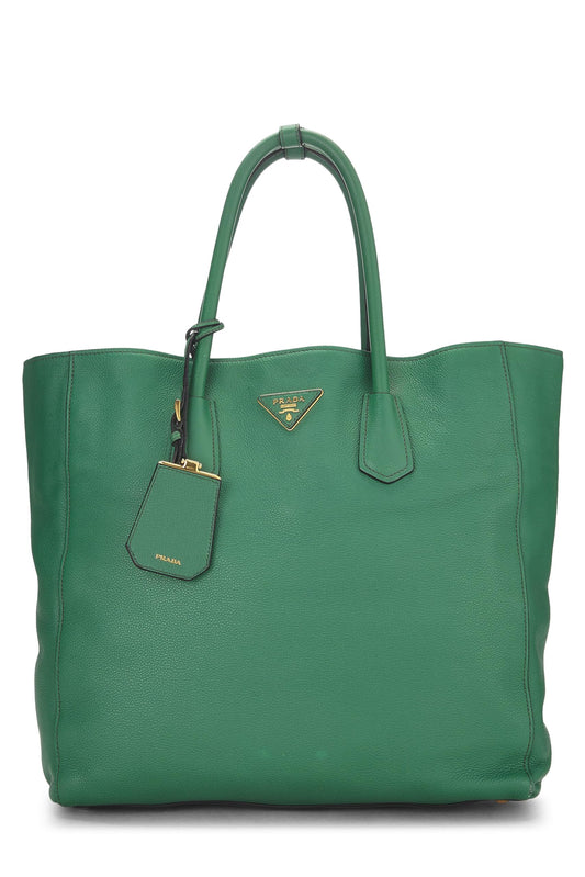 Prada, Pre-Loved Green Vitello Grain Tote, Green