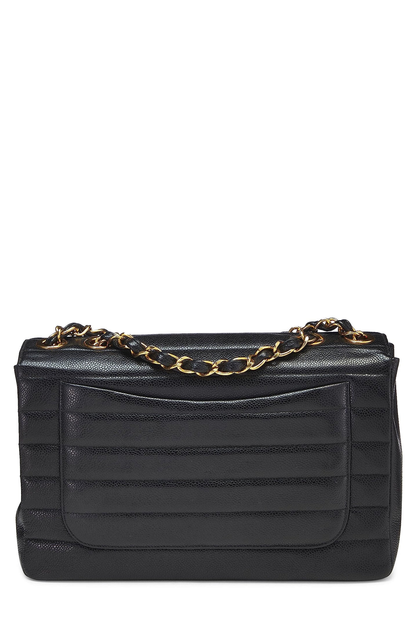 Chanel, Pre-Loved Black Horizontal Caviar Half Flap Jumbo, Black