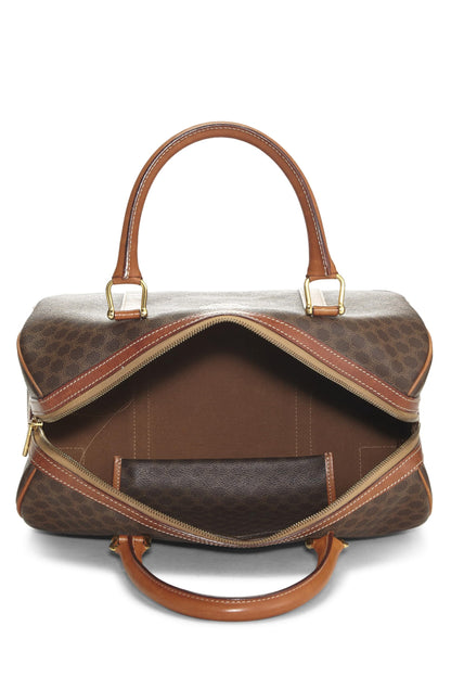 Céline, Pre-Loved Brown Coated Canvas Macadam Handbag, Brown