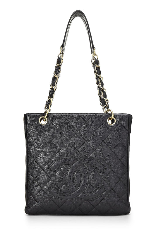 Chanel, Pre-Loved Black Quilted Caviar Petite Shopping Tote (PST), Black