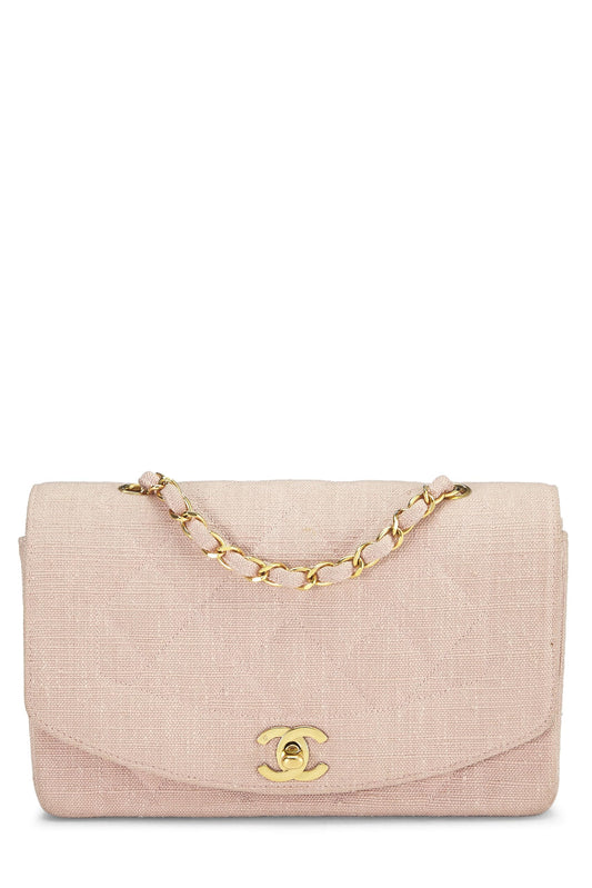 Chanel, Pre-Loved Pink Linen Diana Flap Small, Pink