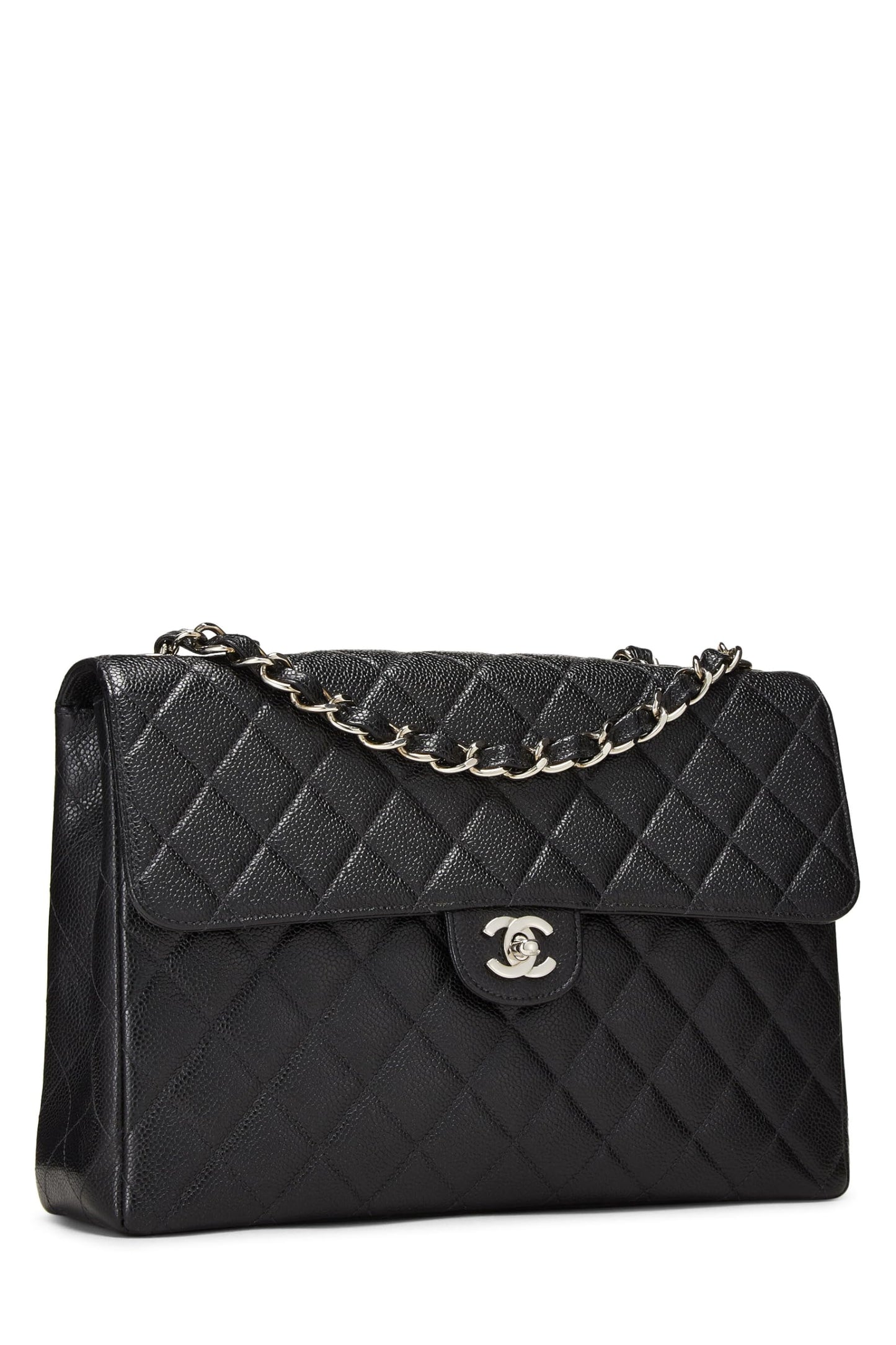 Chanel, Pre-Loved Black Quilted Caviar Half Flap Jumbo, Black