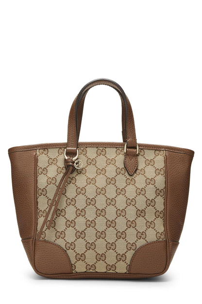 Gucci, sac fourre-tout à poignée supérieure Bree en toile GG marron d'origine d'occasion, marron