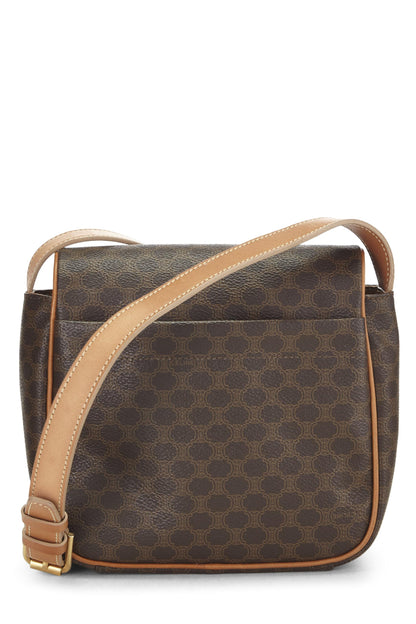 Céline, Pre-Loved Brown Coated Canvas Macadam Shoulder Bag, Brown