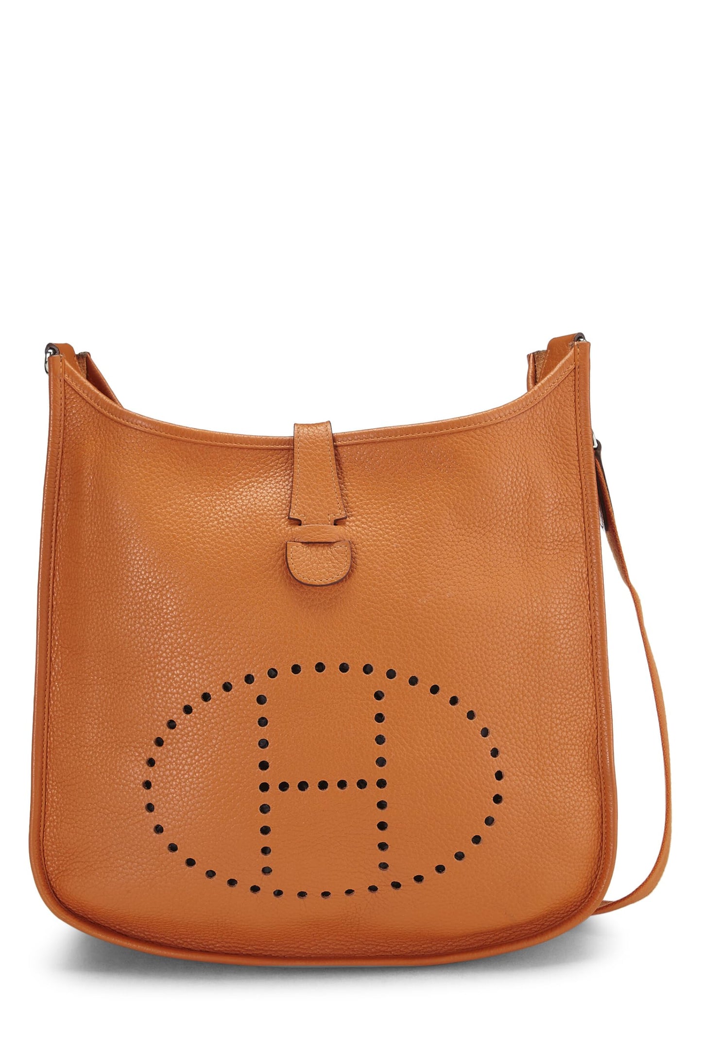 Hermès, Pre-Loved Naranja Minium Clemence Evelyne III GM, Naranja