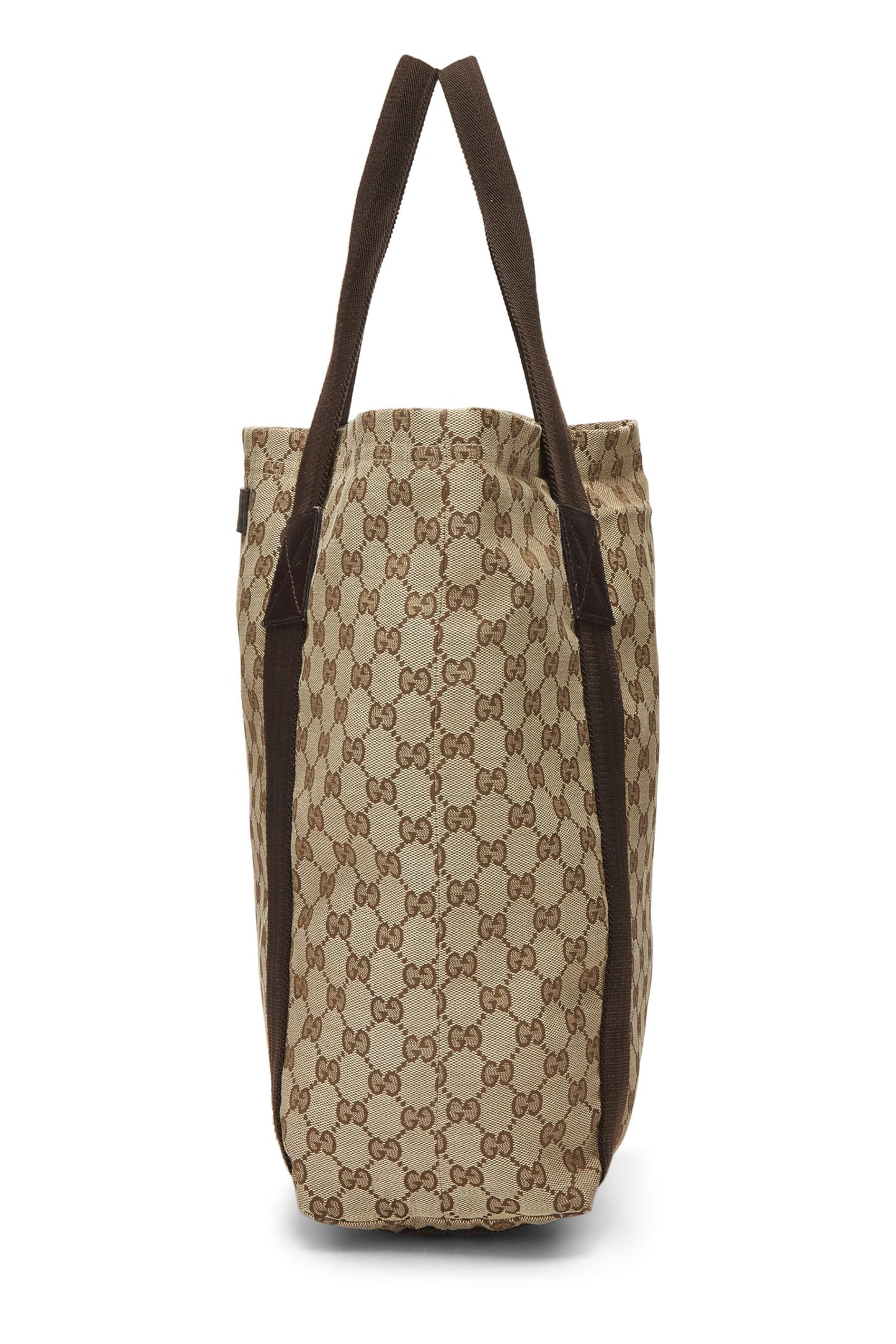 Gucci, Pre-Loved Original GG Canvas Flat Web Tote, Brown