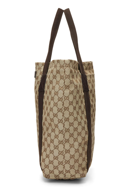 Gucci, Pre-Loved Original GG Canvas Flat Web Tote, Brown