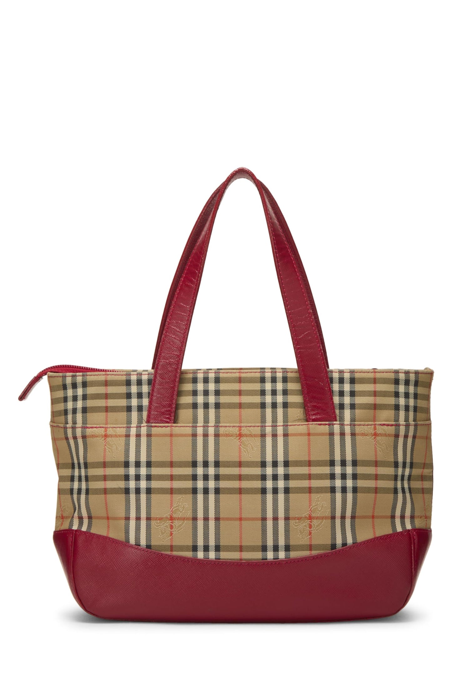 Burberry, Bolso de mano pequeño a cuadros Haymarket rojo Pre-Loved, Rojo