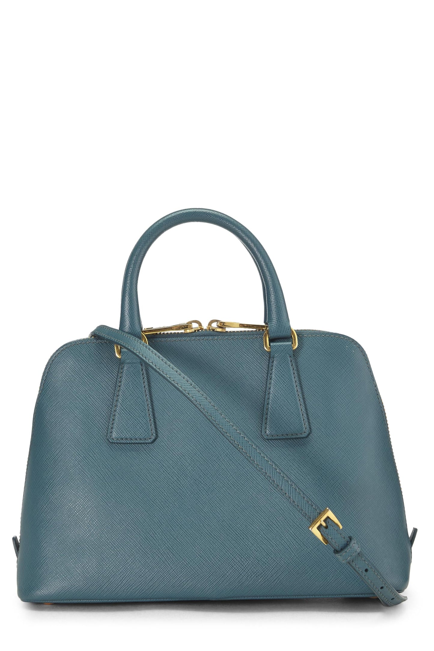 Prada, Promenade Small en saffiano bleu d'occasion, bleu