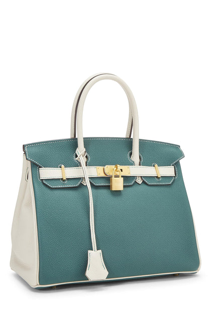 Hermès, Pre-Loved Malachite & Nata Clemence Horseshoe Birkin 30, Malachite