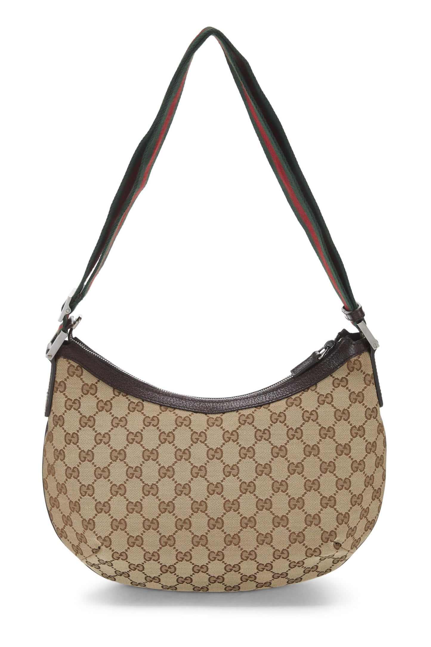 Gucci, sac messager rond en toile GG d'origine d'occasion, marron