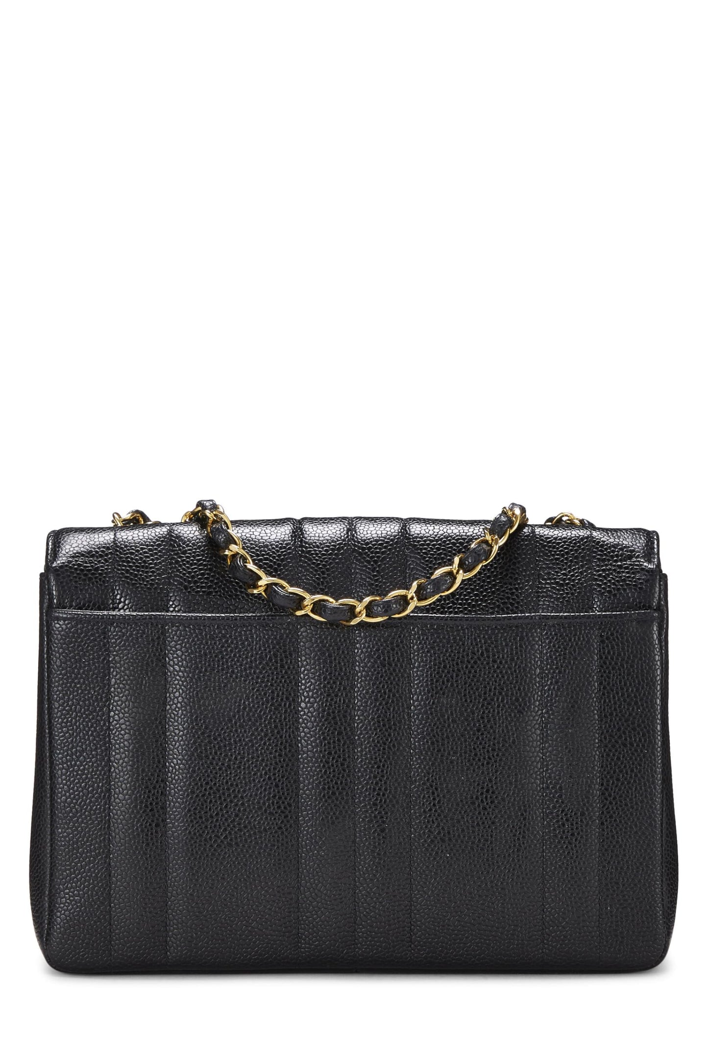 Chanel, sac à main vertical noir à rabat moyen, modèle Caviar, modèle Small, noir