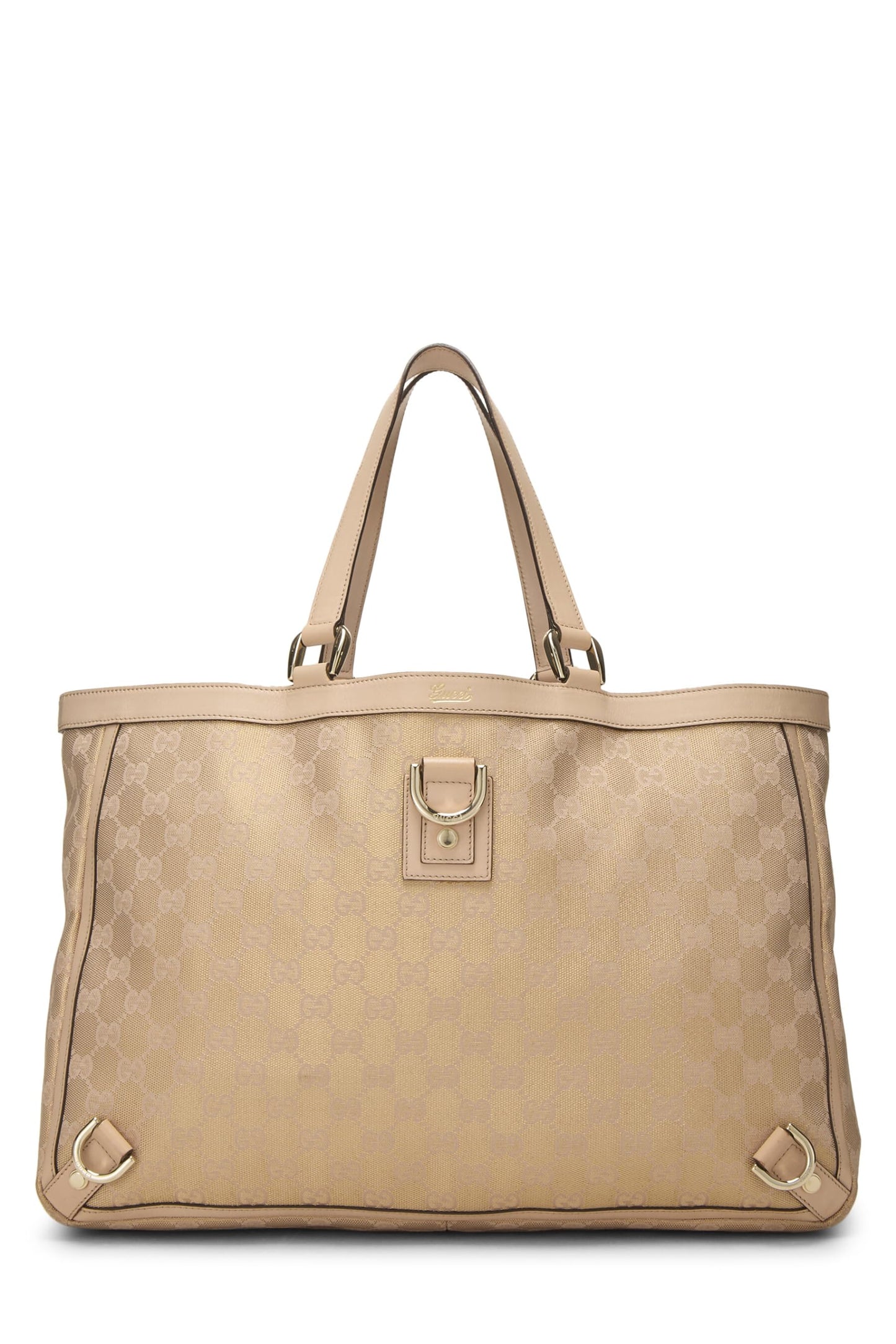 Gucci, sac fourre-tout Abbey XL en toile GG originale en lurex rose d'occasion avec anneau en D, rose