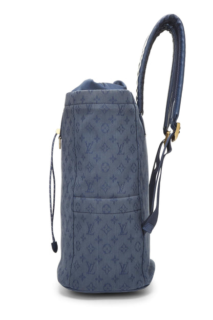 Louis Vuitton, sac à dos en denim bleu monogrammé d'occasion, bleu