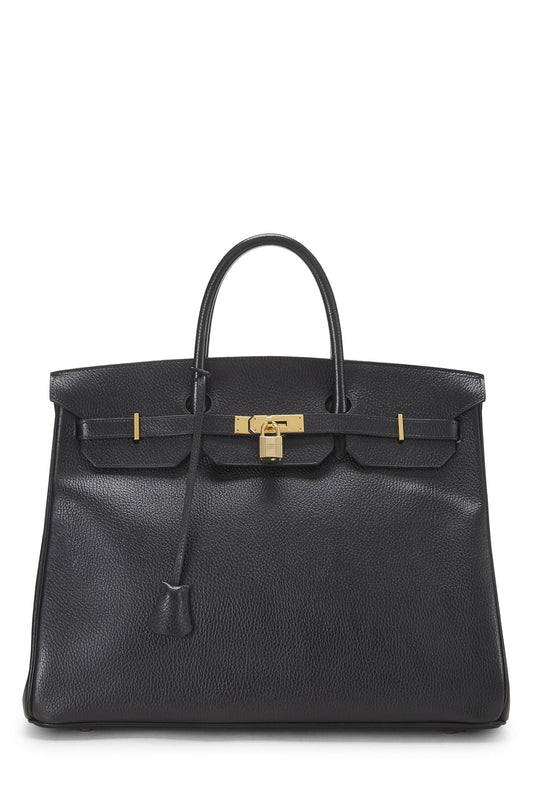 Hermès, Pre-Loved Black Ardennes Birkin 40, Negro