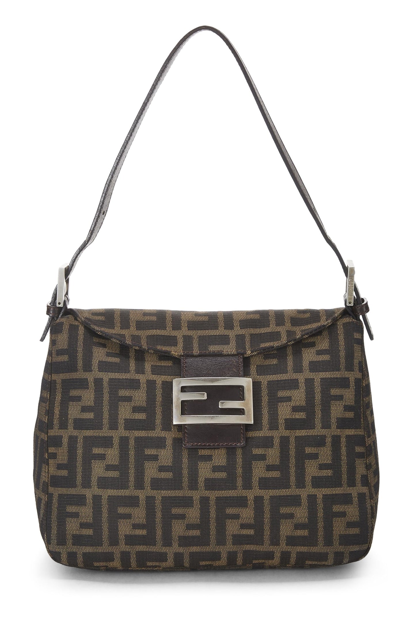 Fendi, sac à bandoulière en toile marron Zucca d'occasion, marron