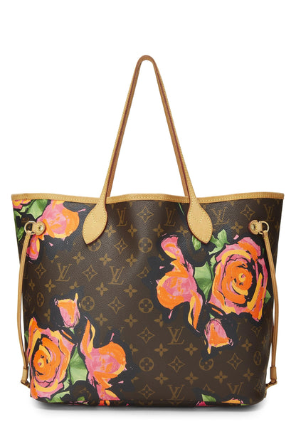 Louis Vuitton, Pre-Loved Stephen Sprouse x Louis Vuitton Monogram Canvas Roses Neverfull MM, Marrón