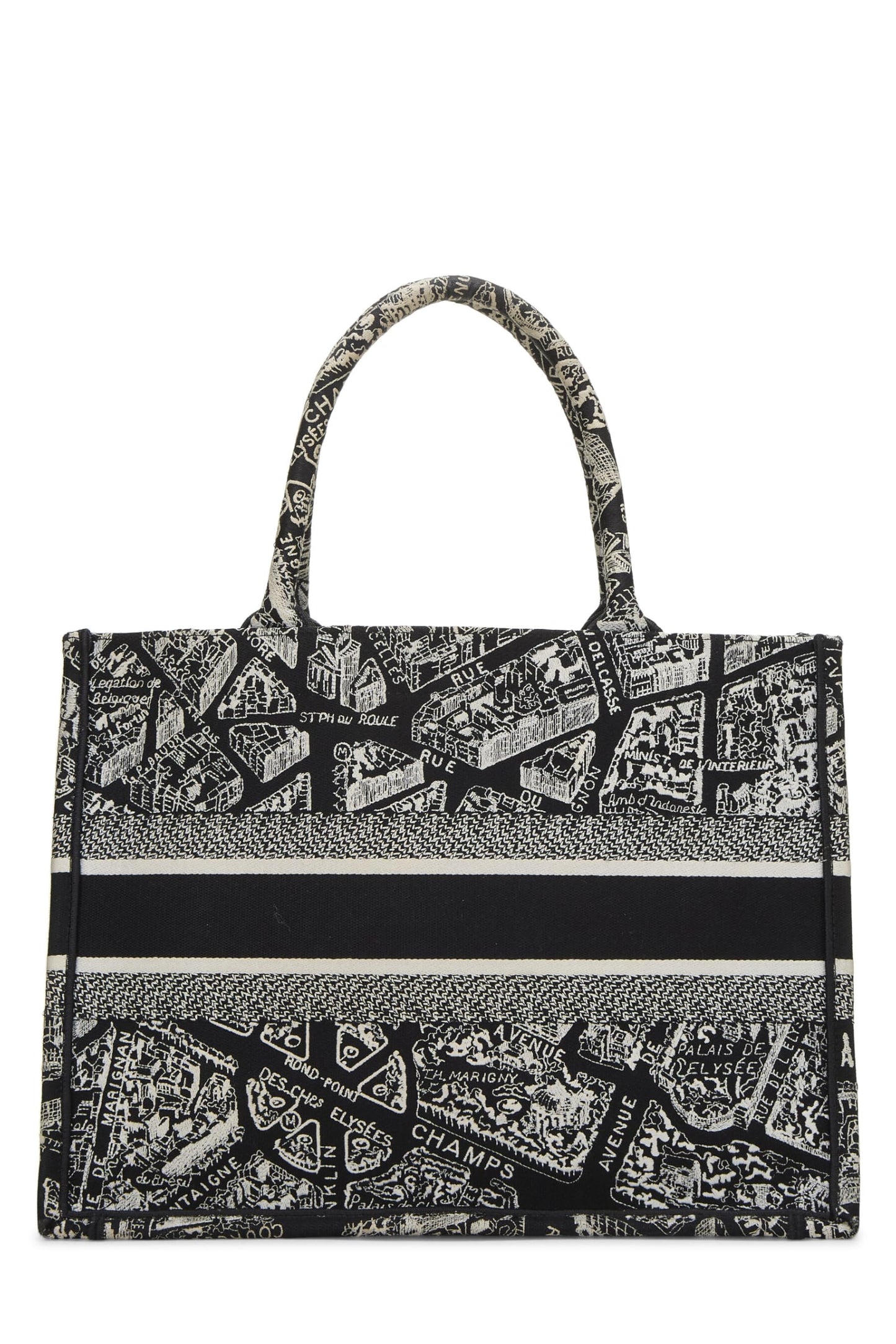 Dior, Sac fourre-tout Plan de Paris en toile blanche et noire, taille moyenne, noir