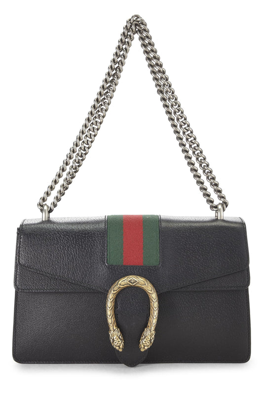 Gucci, Bolso de hombro pequeño con tela Dionysus de cuero negro Pre-Loved, Negro