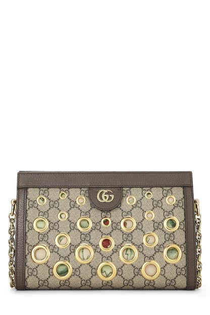 Gucci, sac à bandoulière à œillets Ophidia en toile suprême GG d'origine d'occasion, petit, marron