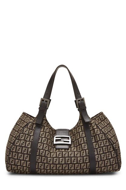 Fendi, sac fourre-tout en toile marron Zucchino d'occasion, marron