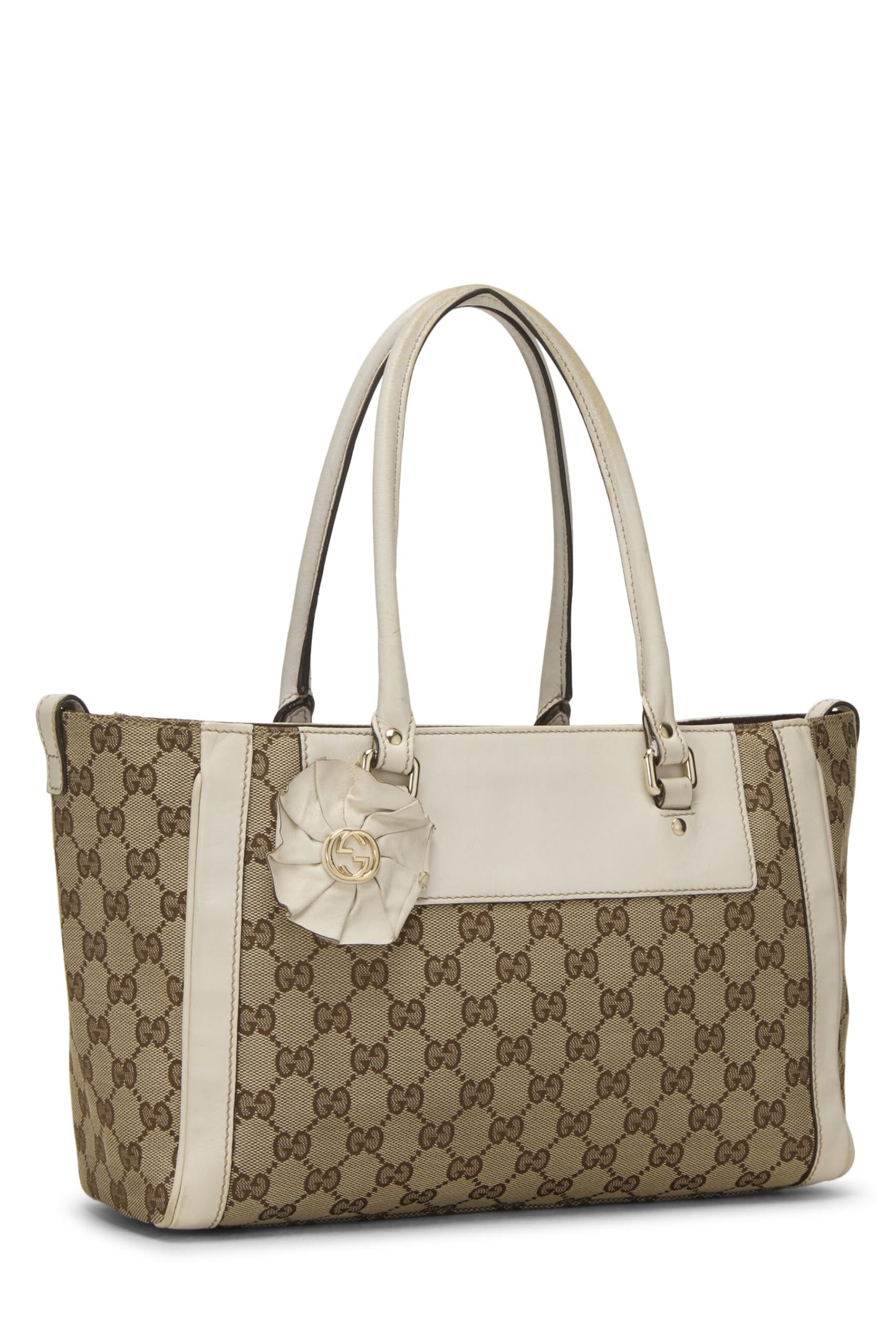 Gucci, sac à main en toile GG blanc d'origine d'occasion, blanc