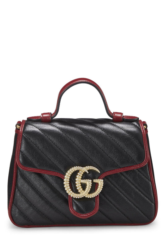 Gucci, Bolso mini con asa superior Torchon GG Marmont de cuero negro Pre-Loved, Multicolor