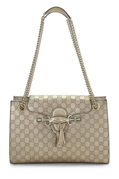 Gucci, Bolso de hombro con cadena Emily de cuero Guccissima dorado Pre-Loved, Dorado