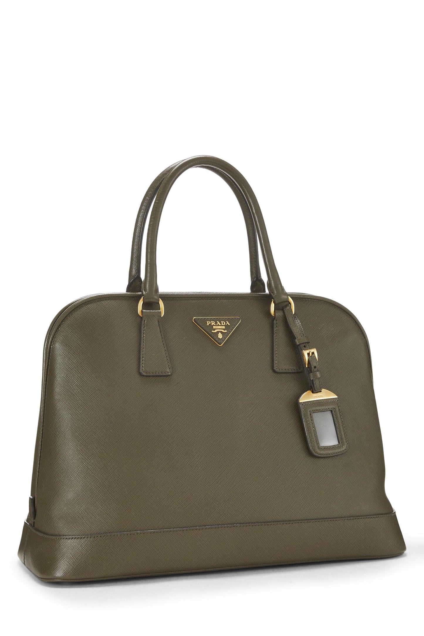 Prada, sac fourre-tout dôme en saffiano vert d'occasion, vert