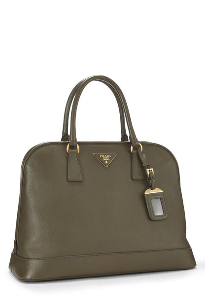 Prada, Pre-Loved Green Saffiano Dome Tote, Green