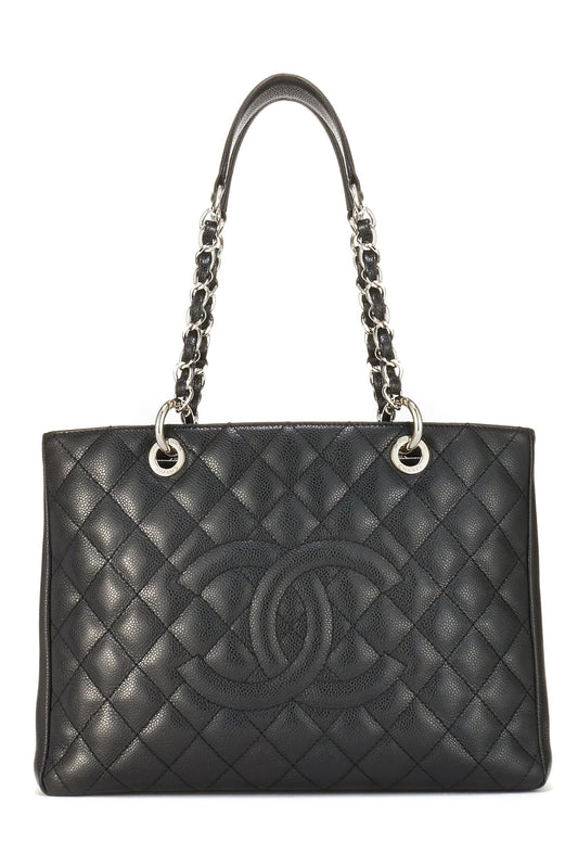 Chanel, Grand sac cabas matelassé noir Caviar d'occasion (GST), noir