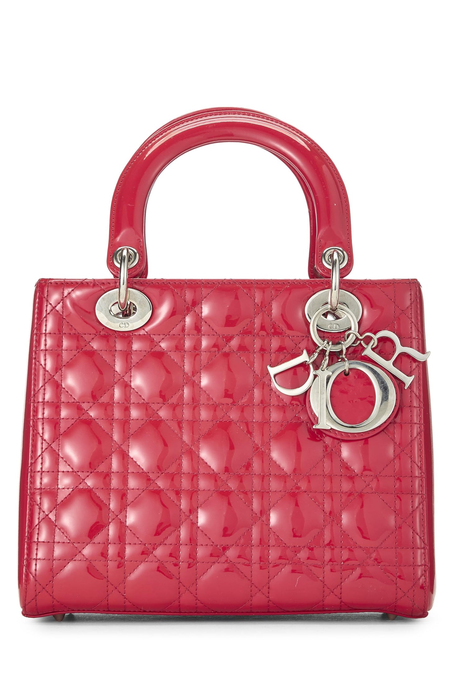 Dior, Lady Dior Medium de charol rojo Pre-Loved, rosa