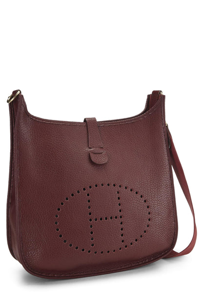 Hermès, Pre-Loved Burgundy Clemence Evelyne I GM, Burgundy