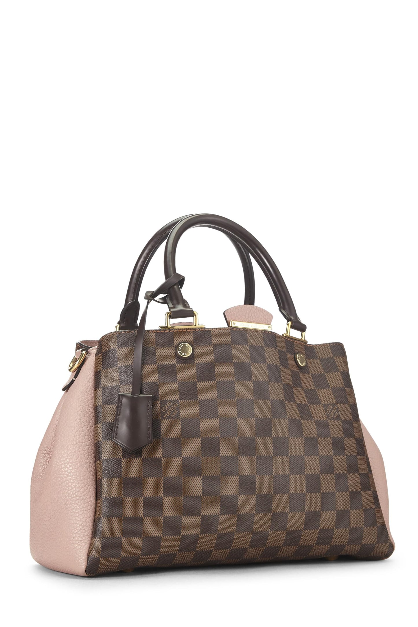 Louis Vuitton, toile Damier Ebène et cuir rose d'occasion Brittany, rose