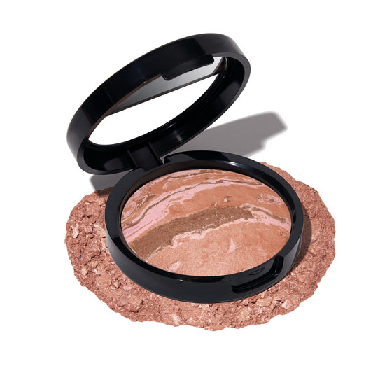 LAURA GELLER NEW YORK Baked Blush-n-Bronze Marbleized 2-in-1 Sculpting Bronzer Blush - Ginger Bronze - Contour Face with a Radiant Flush