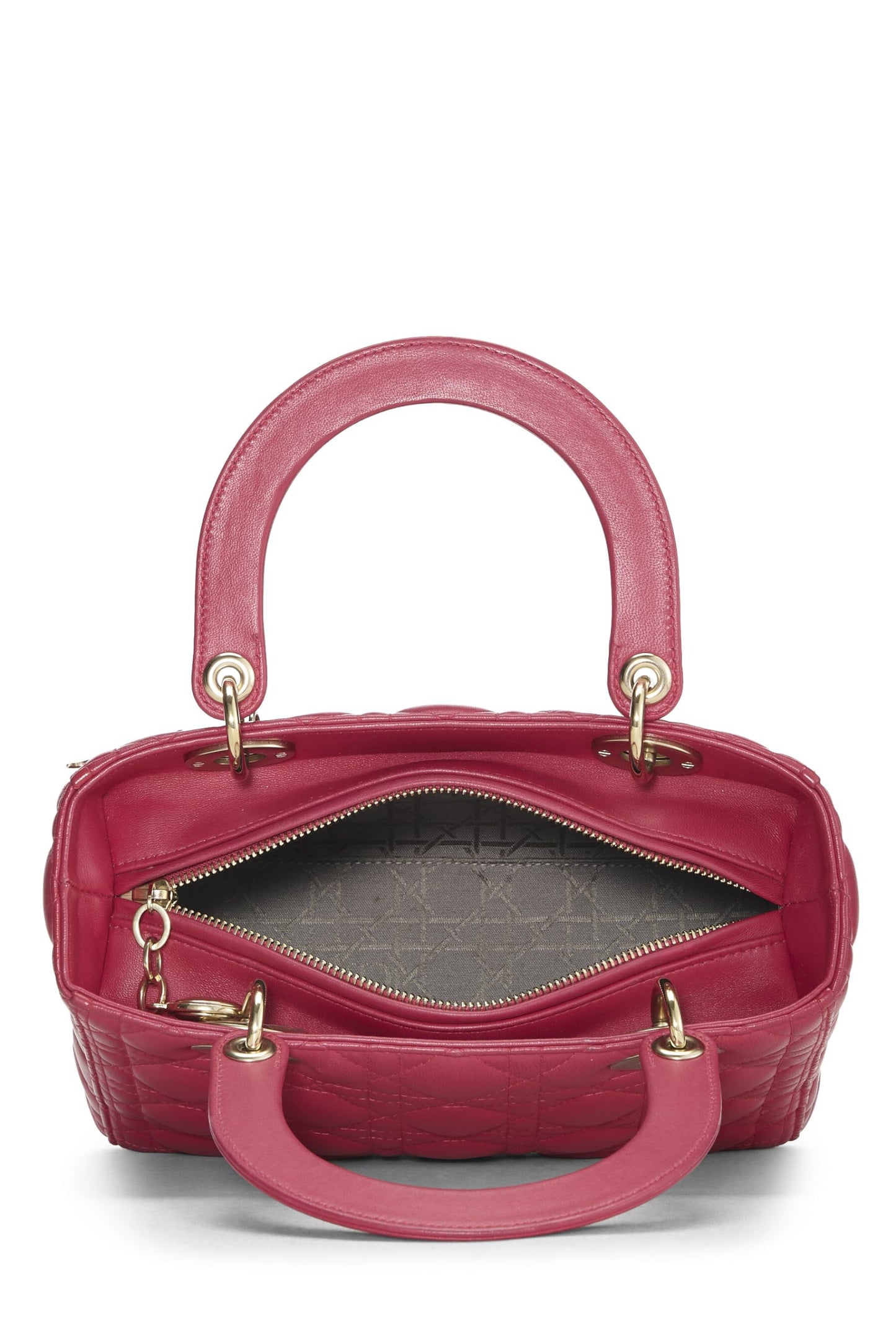 Dior, Pre-Loved Pink Cannage Quilted Lambskin Lady Dior Medium, Pink