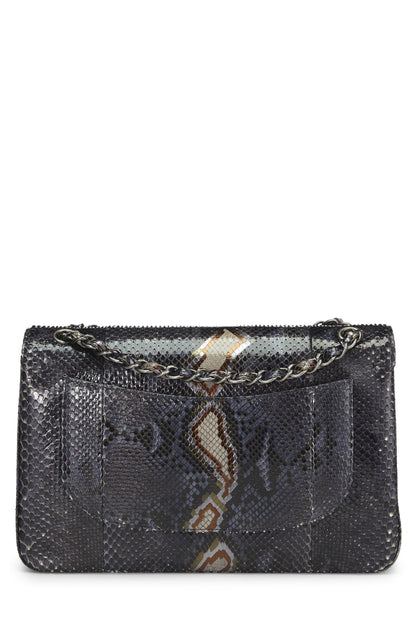 Chanel, Pre-Loved Navy Python New Classic Double Flap Jumbo, Blue