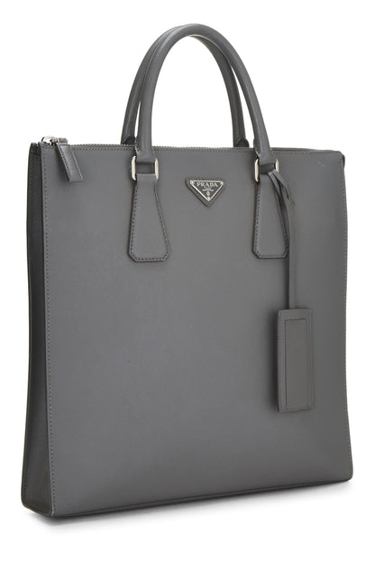 Prada, Pre-Loved Grey Saffiano Tote, Grey