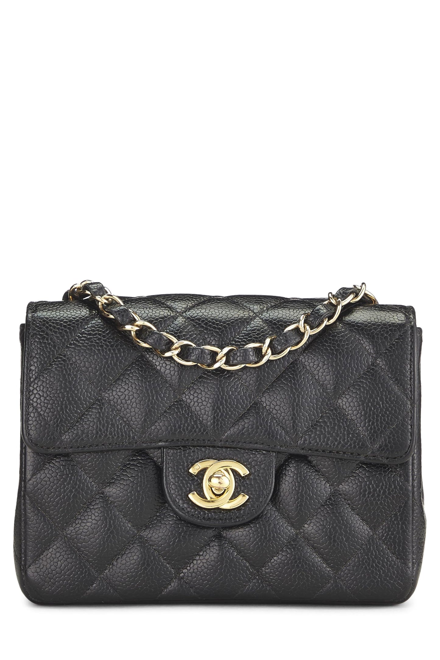 Chanel, Pre-Loved Black Quilted Caviar Half Flap Mini, Black