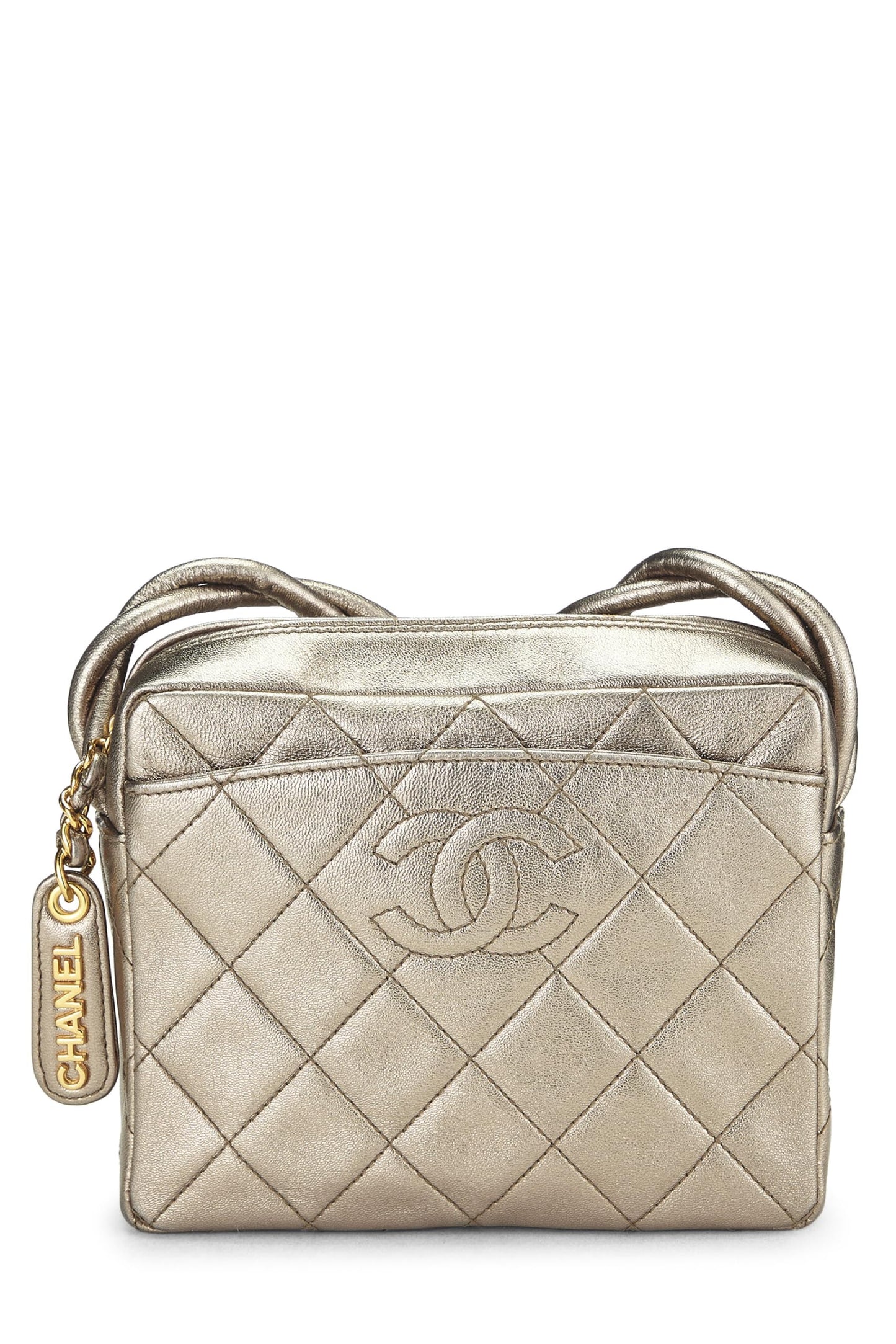 Chanel, Pre-Loved Metallic Gold Quilted Lambskin Shoulder Bag Mini, Gold