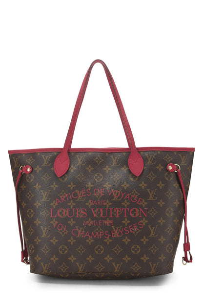 Louis Vuitton, Pre-Loved Neverfull MM de lona con monograma rosa malva y flor Ikat, Rosa