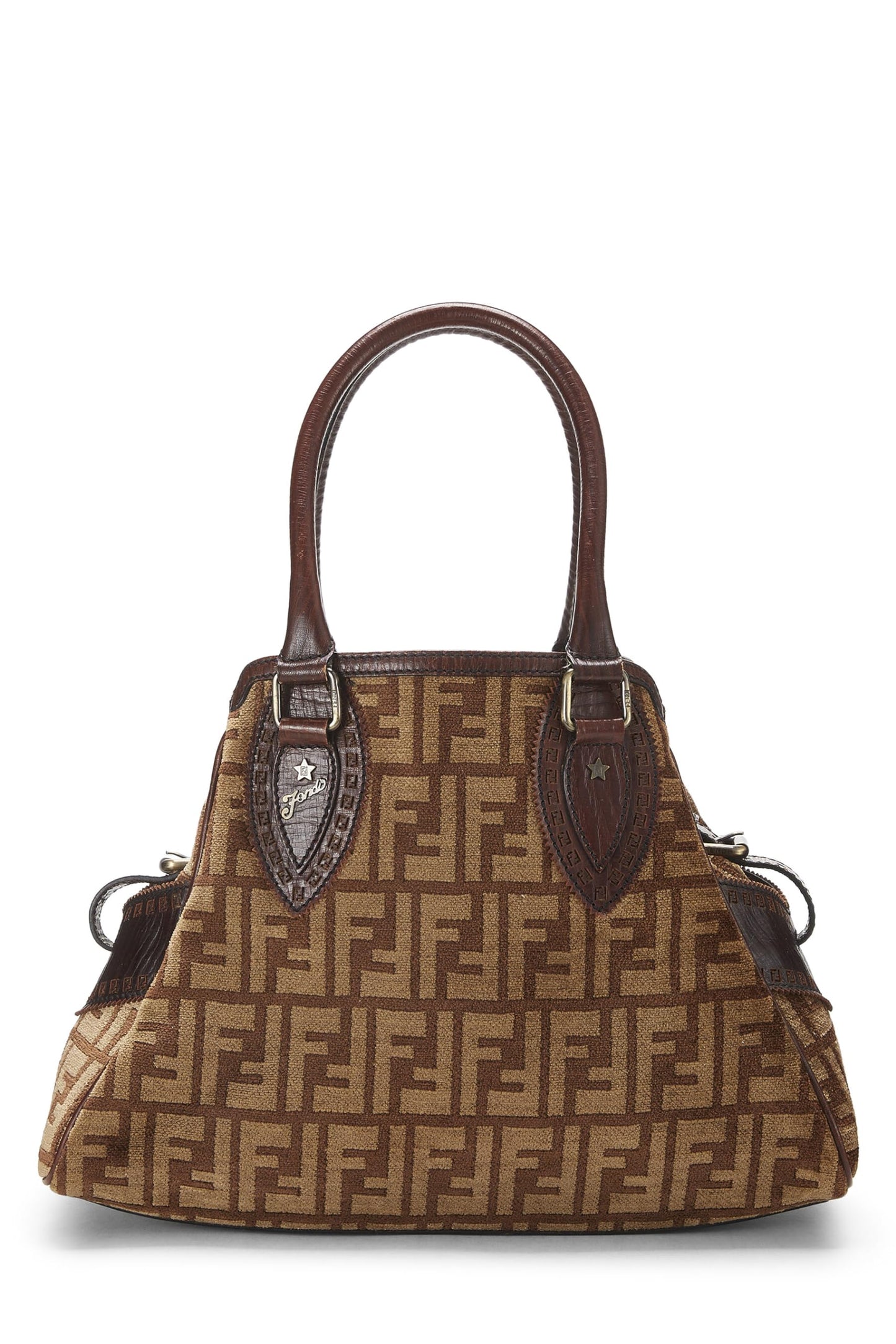 Fendi, Sac Du Jour Medium en velours marron Zucca d'occasion, marron