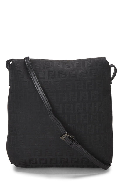 Fendi, Pre-Loved Black Zucchino Canvas Tube Messenger Small, Black