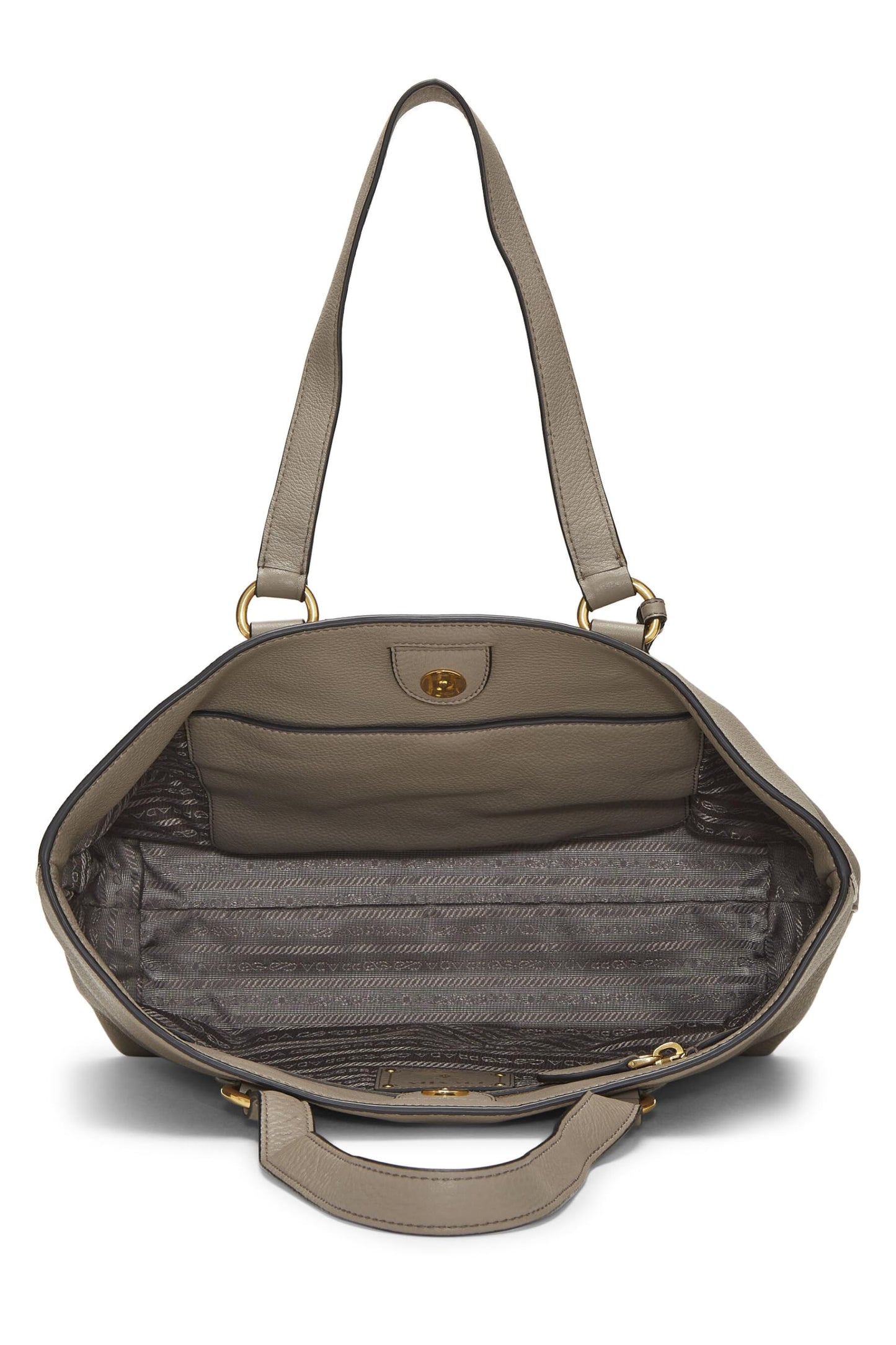 Prada, Pre-Loved Grey Vitello Daino Tote Small, Grey