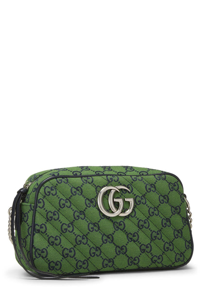 Gucci, Pre-Loved Green Original GG Canvas Matelassé Marmont Crossbody Small, Green