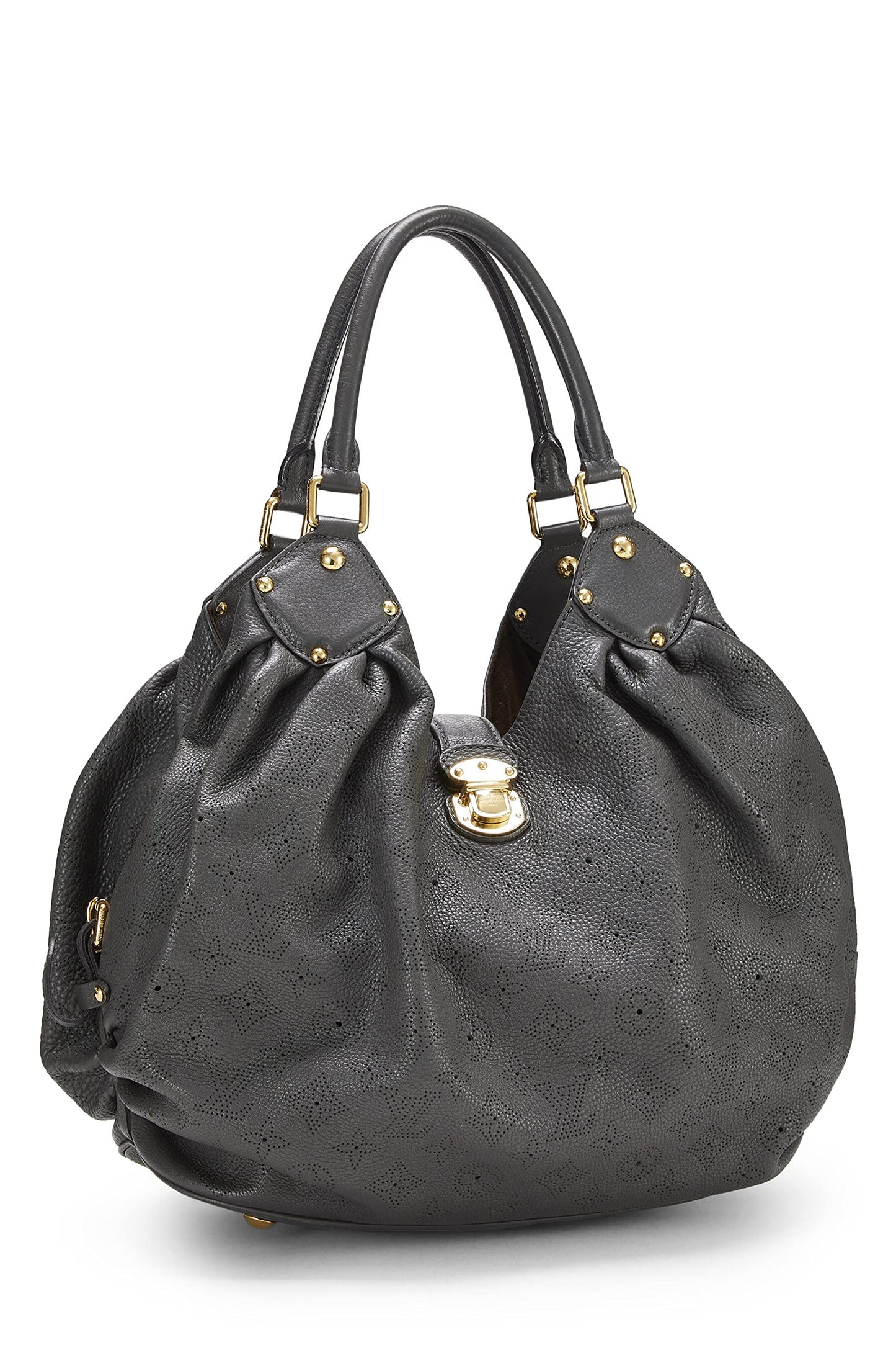 Louis Vuitton, Monograma Mahina grande de cuero negro Pre-Loved, Gris